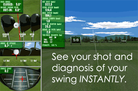 P3Pro in driving range mode will give full swing analysis including club face angle, speed angle of attack, centeredness of hit, and clubpath and an accurate graphic display of the ballflight produced.gif